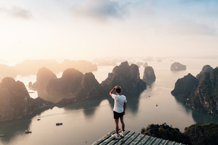 Young man looking out to horizon